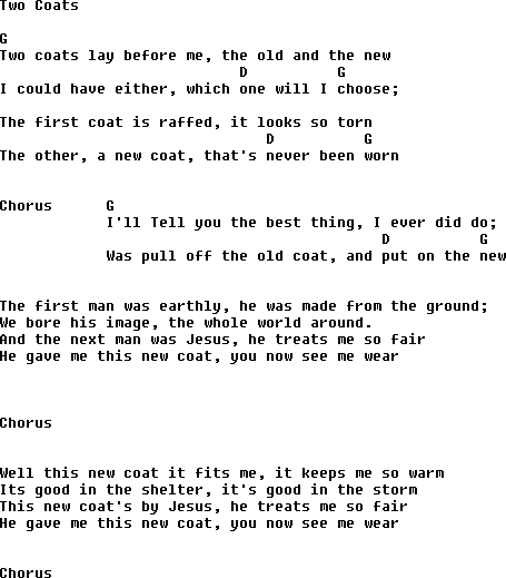 Bluegrass songs with chords - Two Coats